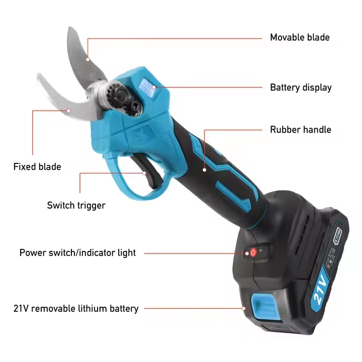 Electric Pruning Shears Professional Gardening Electric Power Shears with Batteries, Sk5 Replacement Blades and Fast Charger