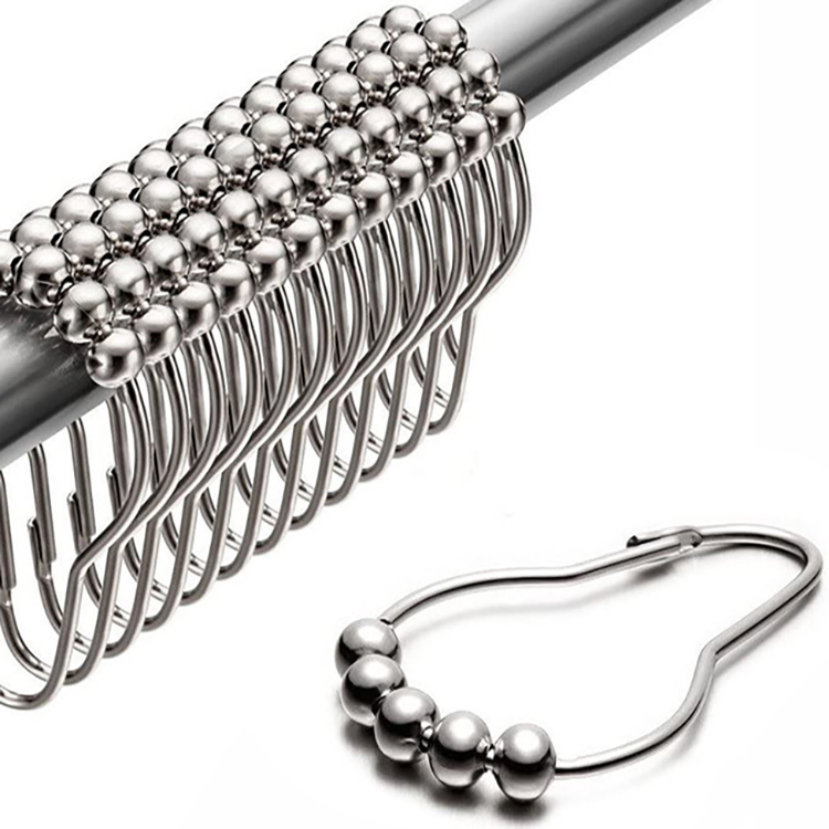 Rollerball Shower Curtain Hooks Glide Metal Rings Bathroom Shower Curtain Rings