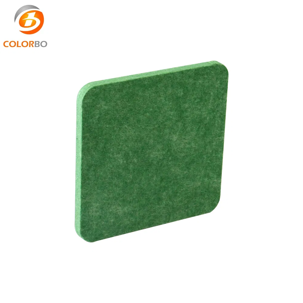 CBB10 Grass Green Color Sound Absorption Materials Polytester Fiber 9mm Panel