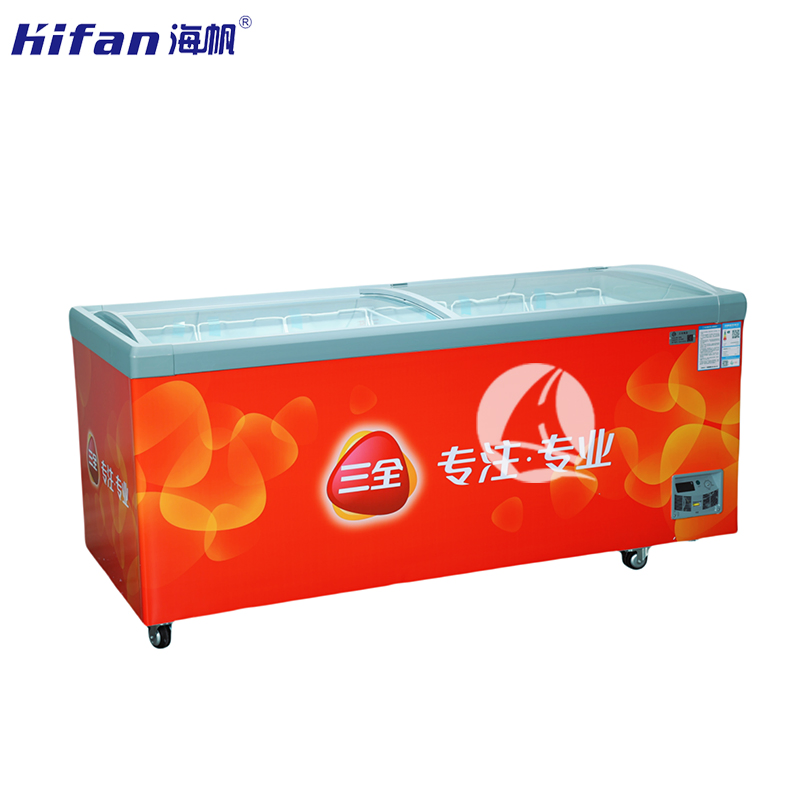 Custom Deep Freezers Commercial Sliding Glass Door Chest Station Shop Ice Cream Supermarket Display Refrigerator Island High Quality Convenience Store Freezers