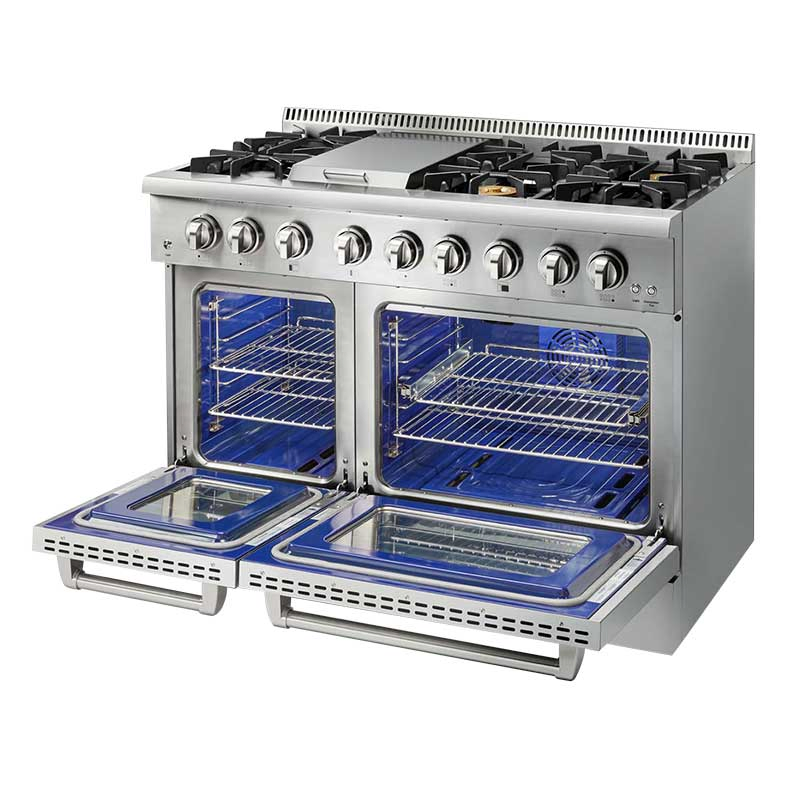 Manufacturer 48 Inch 6 Burner Griddle Freestanding Convection Dual Fuel Range Oven