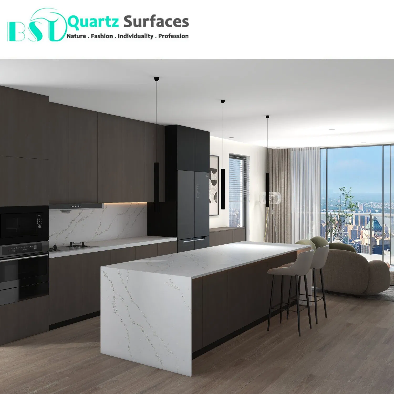 White Marble Crystal Surface Quartz Stone for Table Top