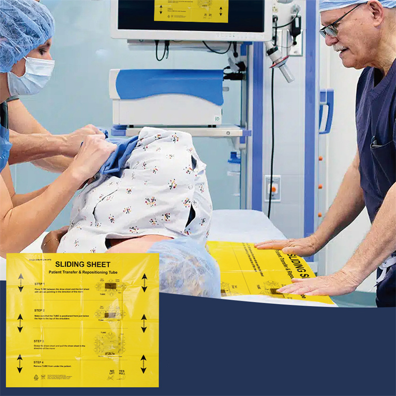 Medical Patient Transfer Sliding Sheet, LDPE Material, Bright Yellow, 39× 33 Inches, Hospital Nursing Home Specialized, Reduces Nursing Burden