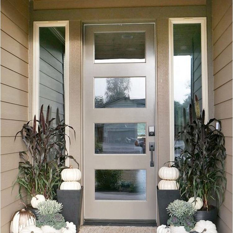 Wood Main Designs Plain Solid Wood Double Exterior Entry Doors