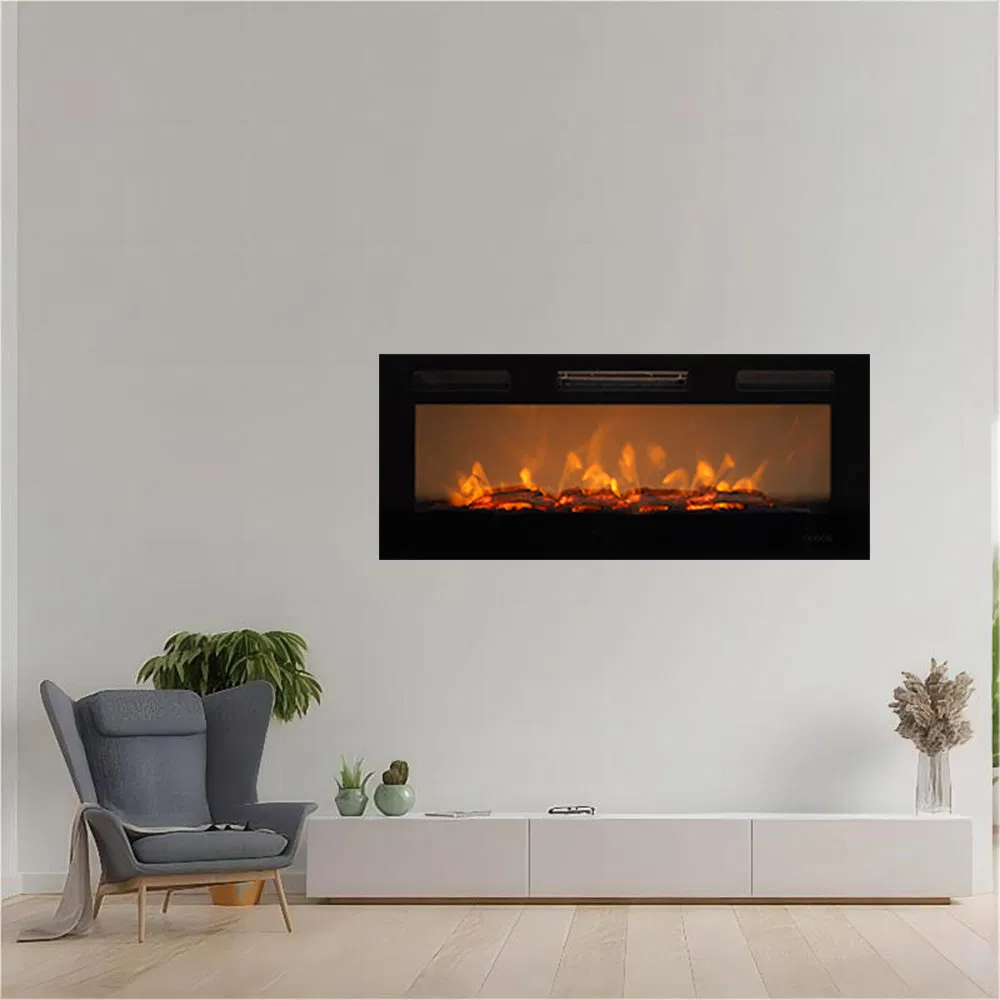 Customized Size Screen Video Flame Artificial Electric Fireplace with Burning Sound and Logs