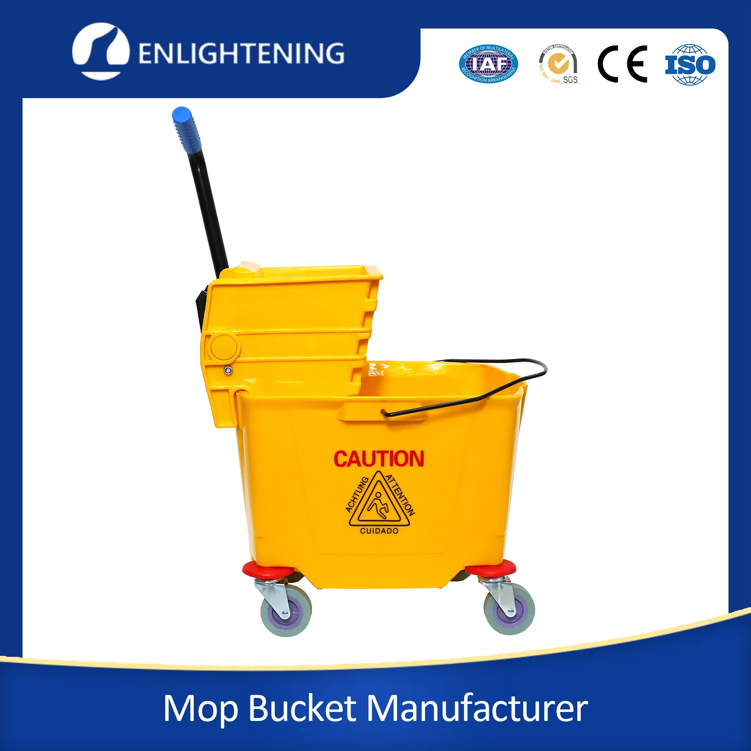Custom Size Best Quality Commercial Heavy Duty Industrial Squeeze Cleaning Plastic Mop Bucket Set Manufacturer with Wringer