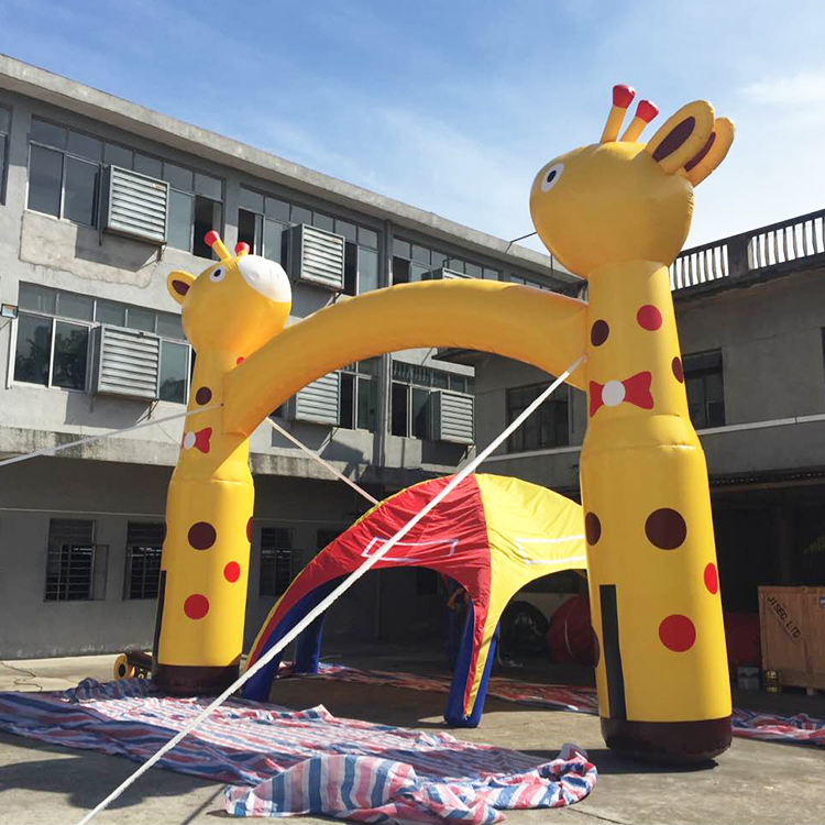 Outdoor Large Giraff Yellow Inflatable Start Finish Line Arch for Event