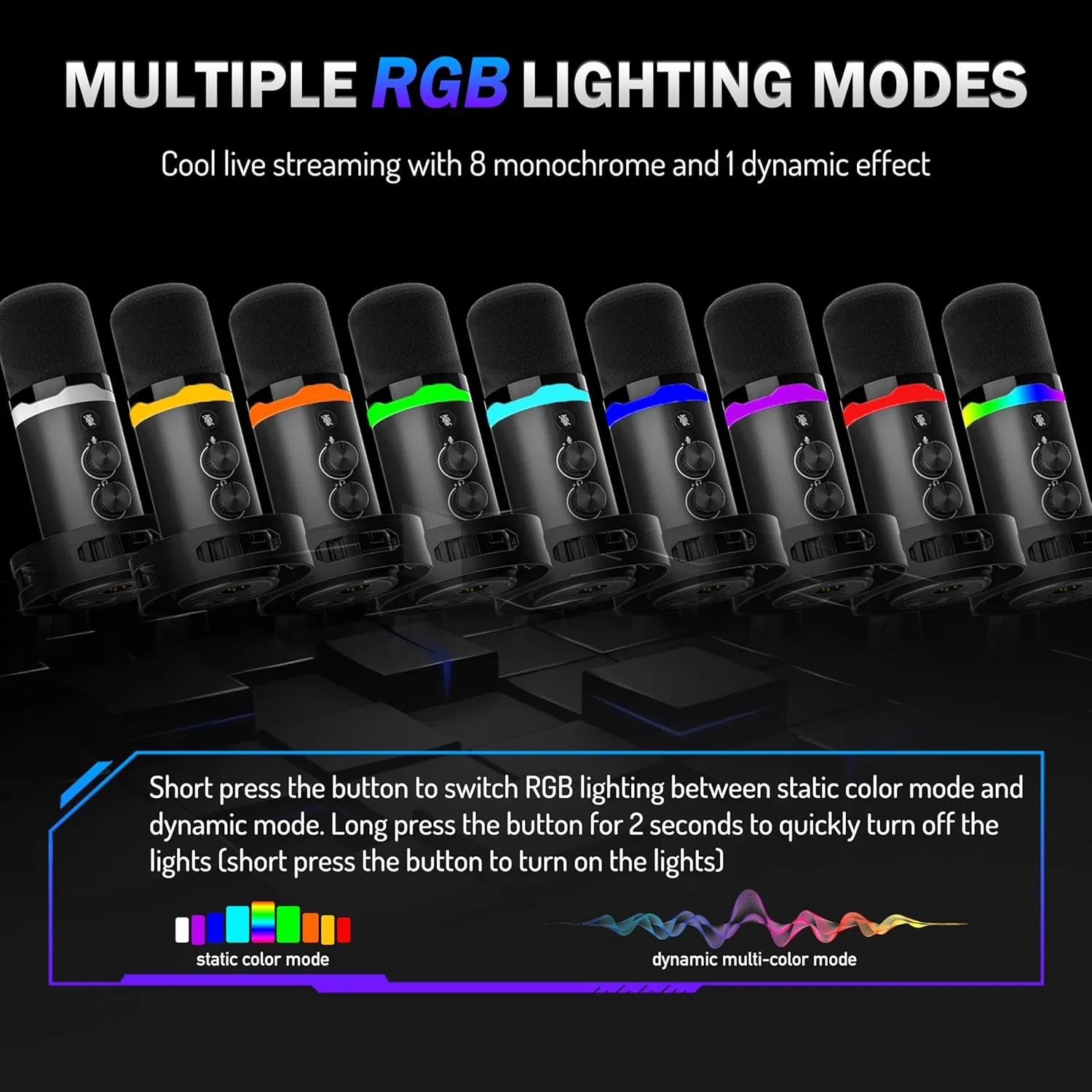 Yanmai Q1 RGB Dynamic Microphone USB XLR Microphone Recording Streaming Broadcast Hosting Game Wired Streamer Karaoke Microphone Stand Youtube Live Recorded