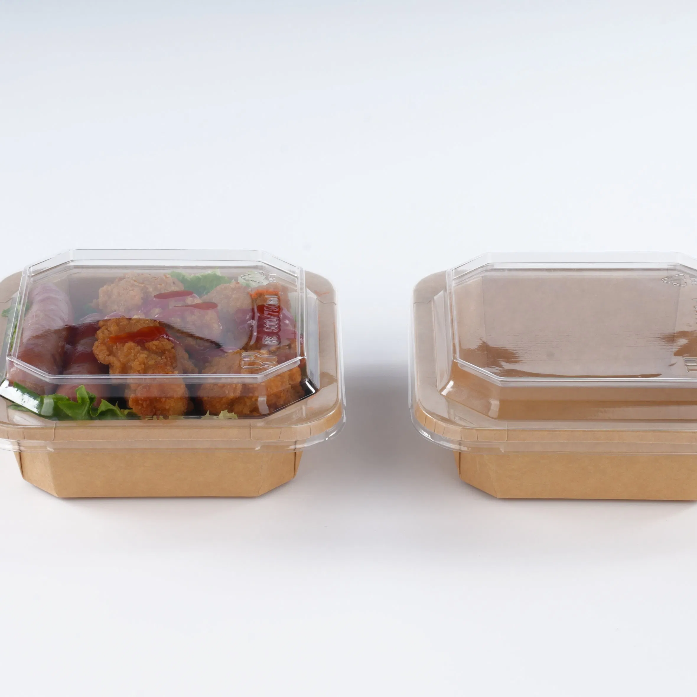 All Size Small MOQ 100% Eco Friendly Square Kraft Paper Salad Bowl 8oz with Lid