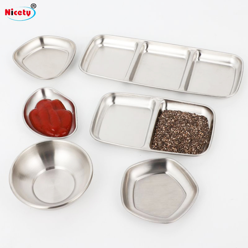2022 Logo Customize Food Grade Sauce Cups Small Metal Tray Sauce Dish Stainless Steel Dipping Sauce