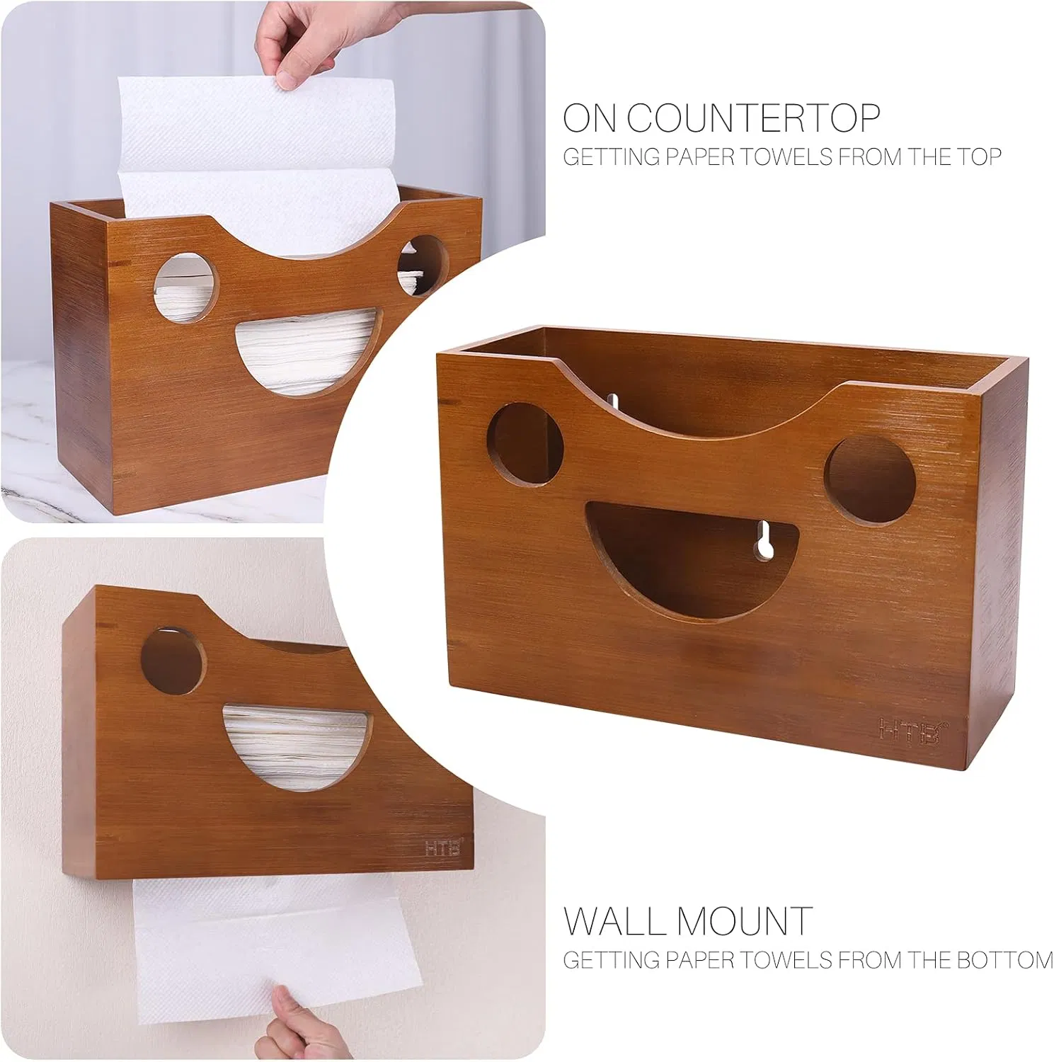 Bamboo Household Kitchen, Bathroom, Bedroom Wall Mounted Tissue Box