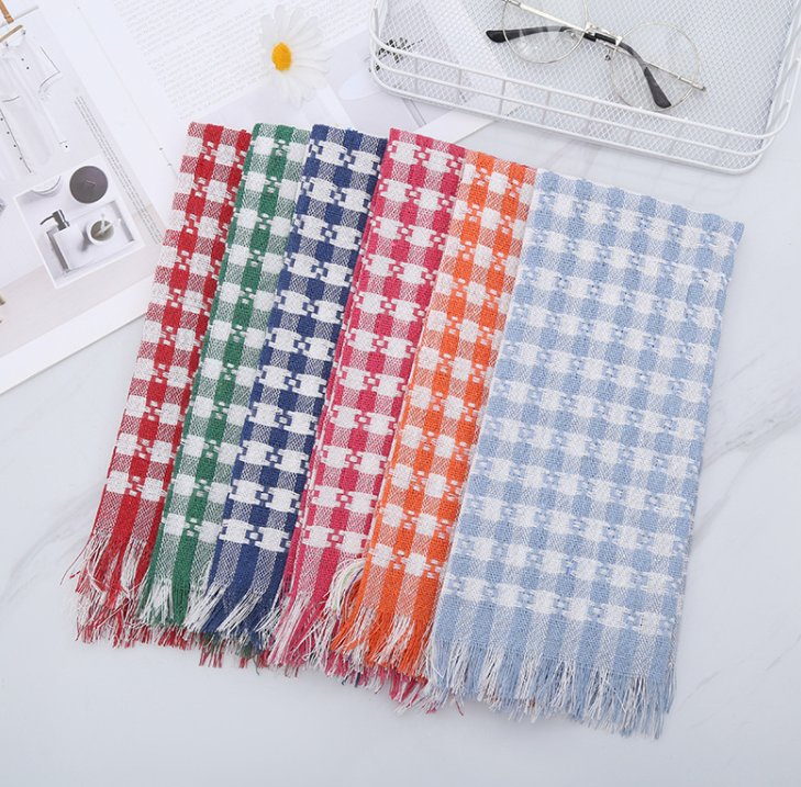 Wholesale Quick Dry Absorbing Woven Towel Colorful Tassel Tea Towel for Kitchen