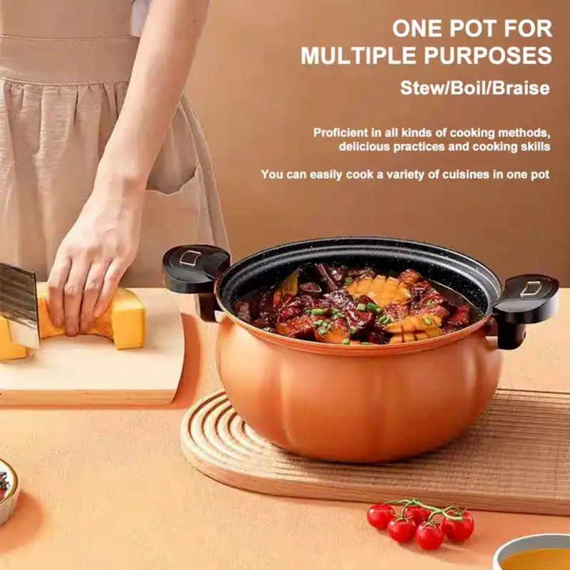New Kitchen Cookware Product Non-Stick Stew Soup Pot Gas Pumpkin Shape Micro Pressure Cooker