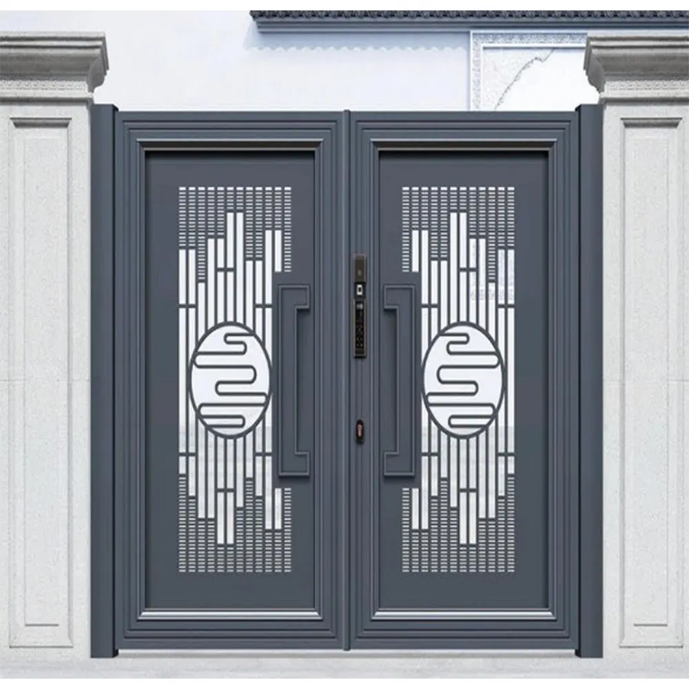 15. Factory Customized Modern Style Exterior Entrance Aluminum Aluminium Front Metal Door Security Double Courtyard Garden Gate for Villa House Home Yard Gate