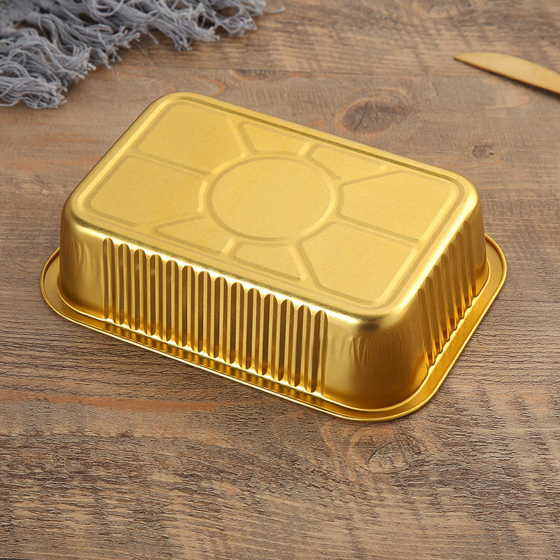 High Quality 1000ml Gold Aluminum Foil Pans Oven Safe Disposable Foil Container for Chesse Cake Factory