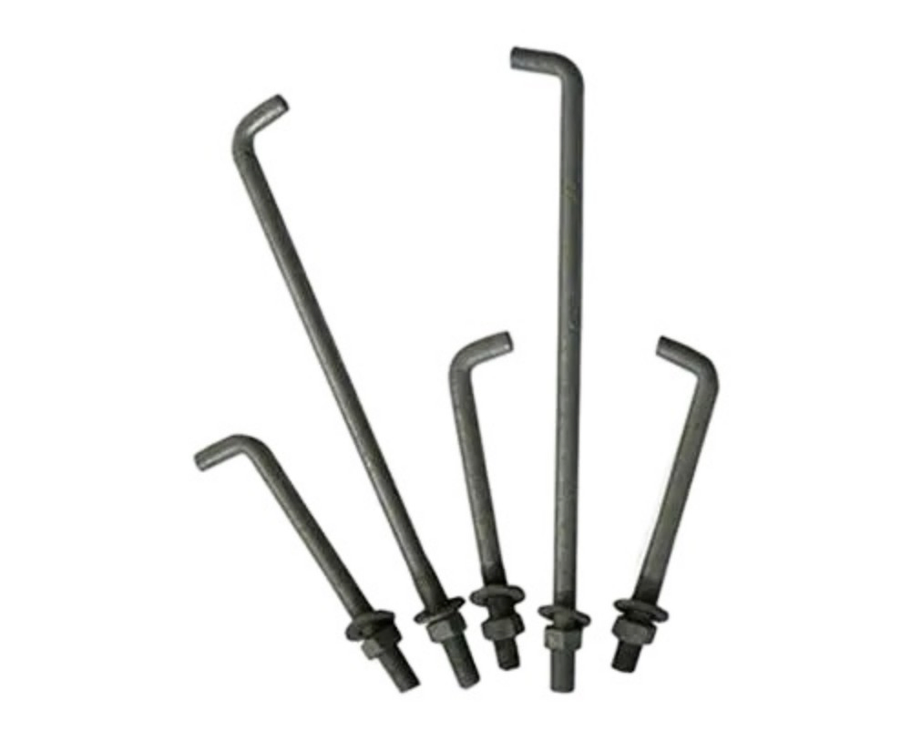 High Tensile L Type Right-Angle Foundation Anchor Bolts with Nuts Forged Plain Holding Bolts DIN Standard High Quality Steel