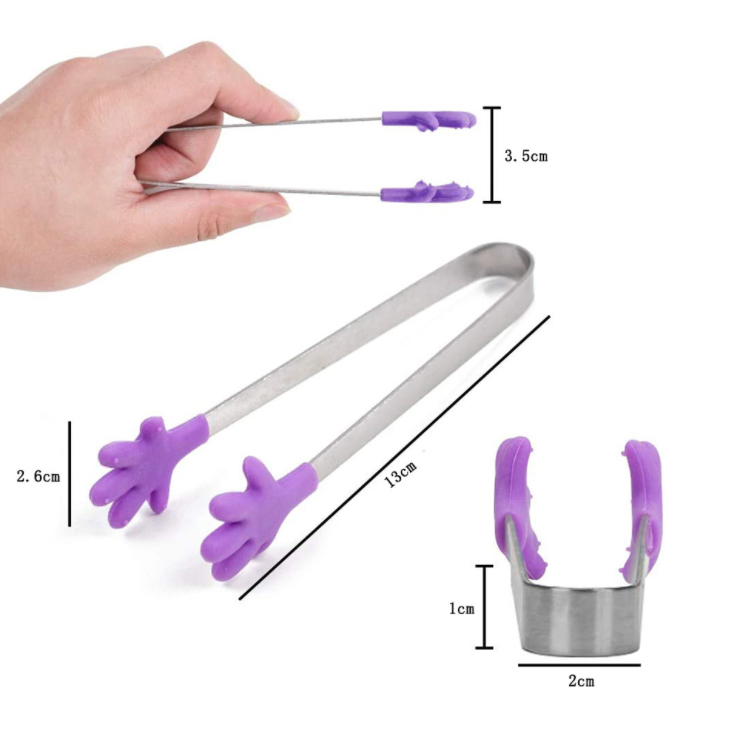 Durable Food Clip Stainless Steel Silicone Kitchen Tool BBQ Tongs