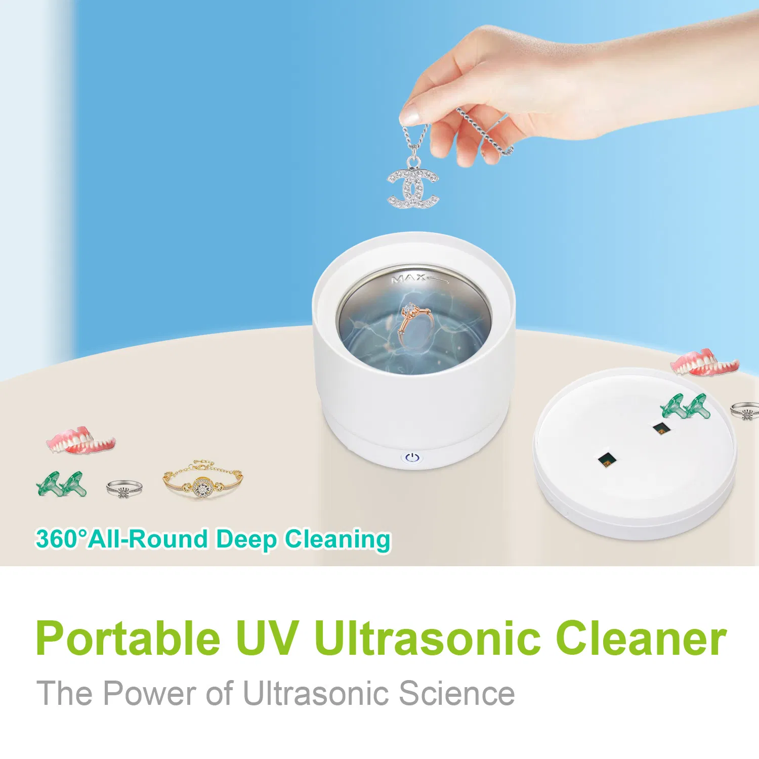 Household Automatic Portable Ultrasonic Cleaning Machine Invisible Braces Jewelry Sterilization UV Cleaner