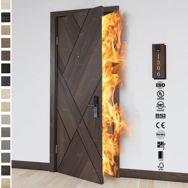 European Hotel Engineering En BS CE Certified Fire Resistant Doors Prehung Fd30 Fire Door UK Hotel Room Interior Fire Rated Door