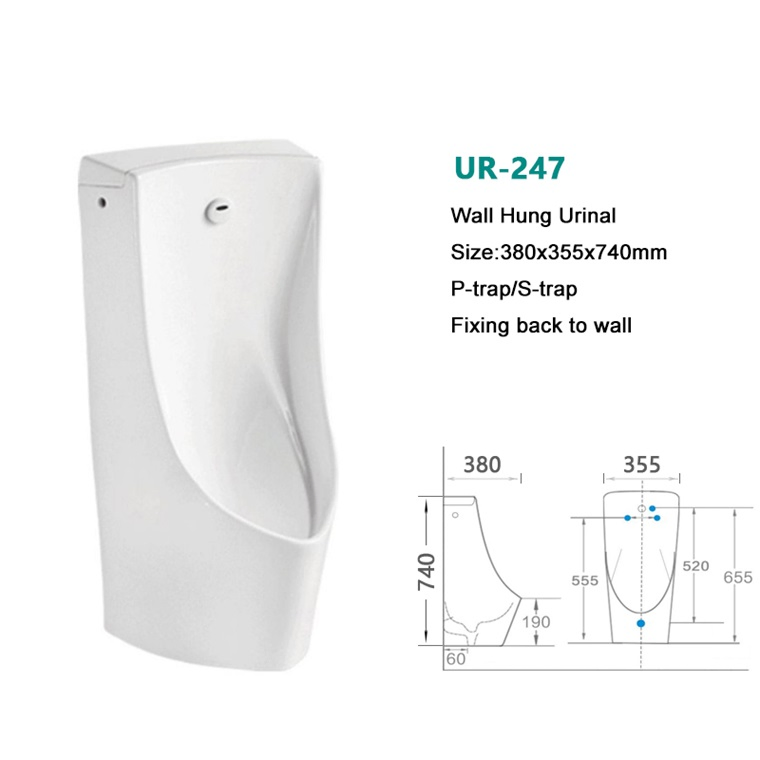 Hotel Public Corner High End Sanitary Ware Ceramic Urinal Automatic Flush Sensor