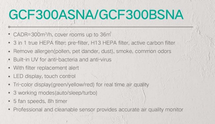 Gree Enhanced Air Purifier with HEPA and Carbon Filter Technology