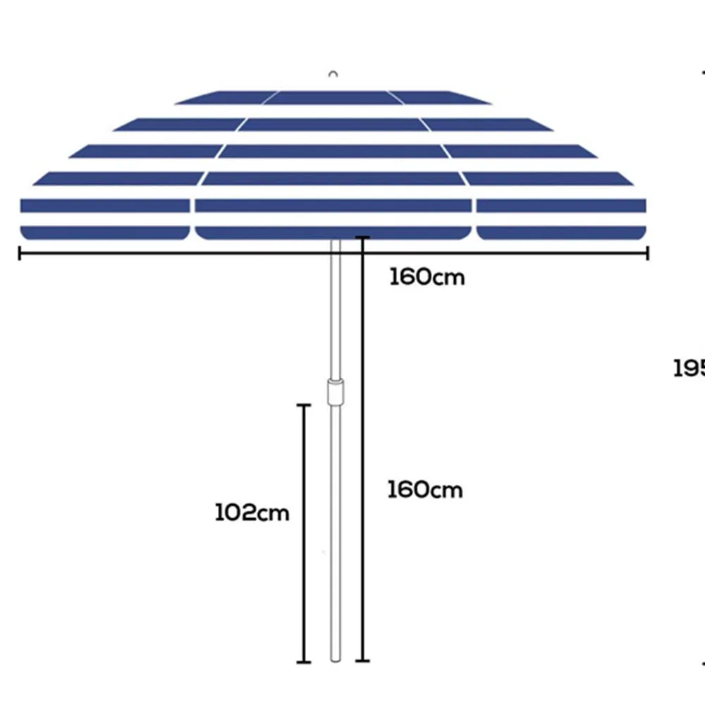 Outdoor Portable Sunshade Umbrella with Sand Anchor, Push Button Tilt and Carry Bag for Patio Garden Beach