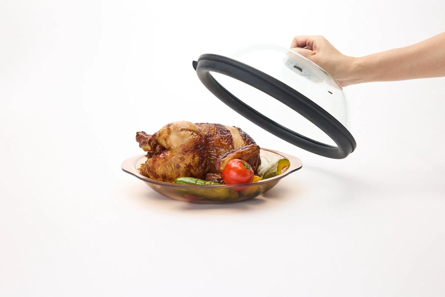 Durable Kitchenware Microwave Splatter Guard Emu-Hf with Tempered Glass Design