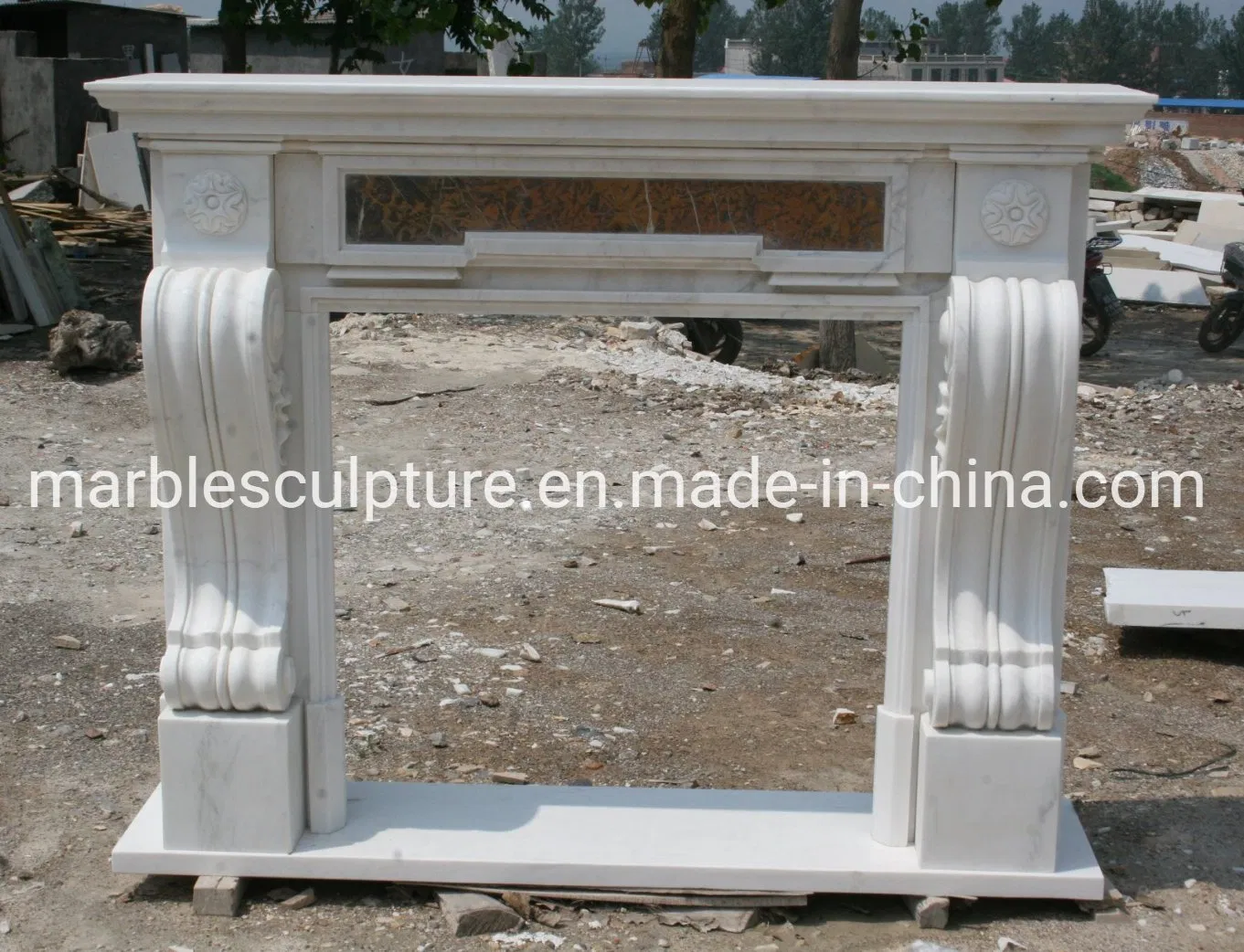 Hand Craft Classical Europe Style Natural Stone Mantel Marble Mixed Color Fireplace (SYMF-192)