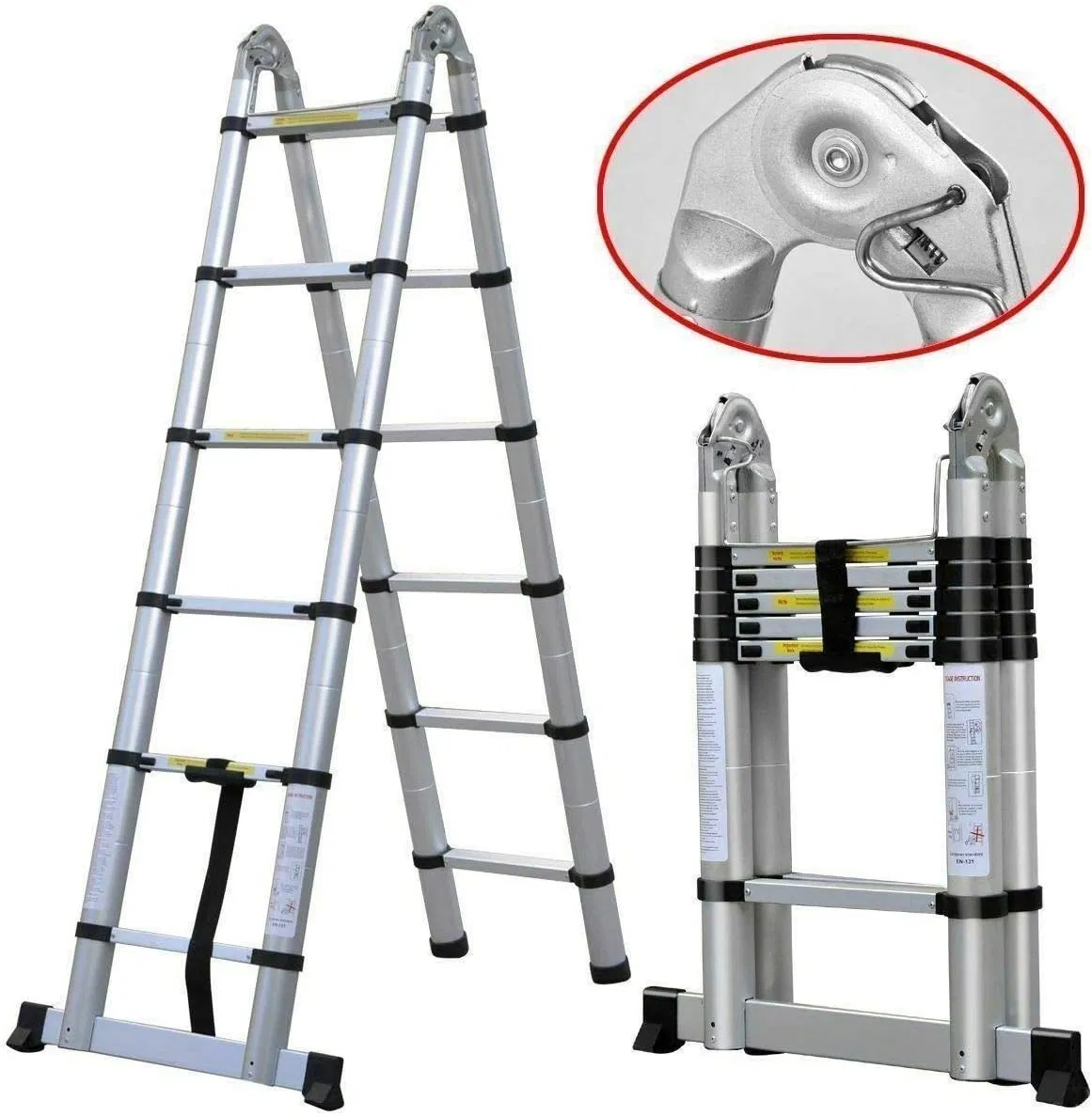 Easy Storage En131 Certified Compact & Light Aluminum Folding Twin Step Ladder for Apartment/Office