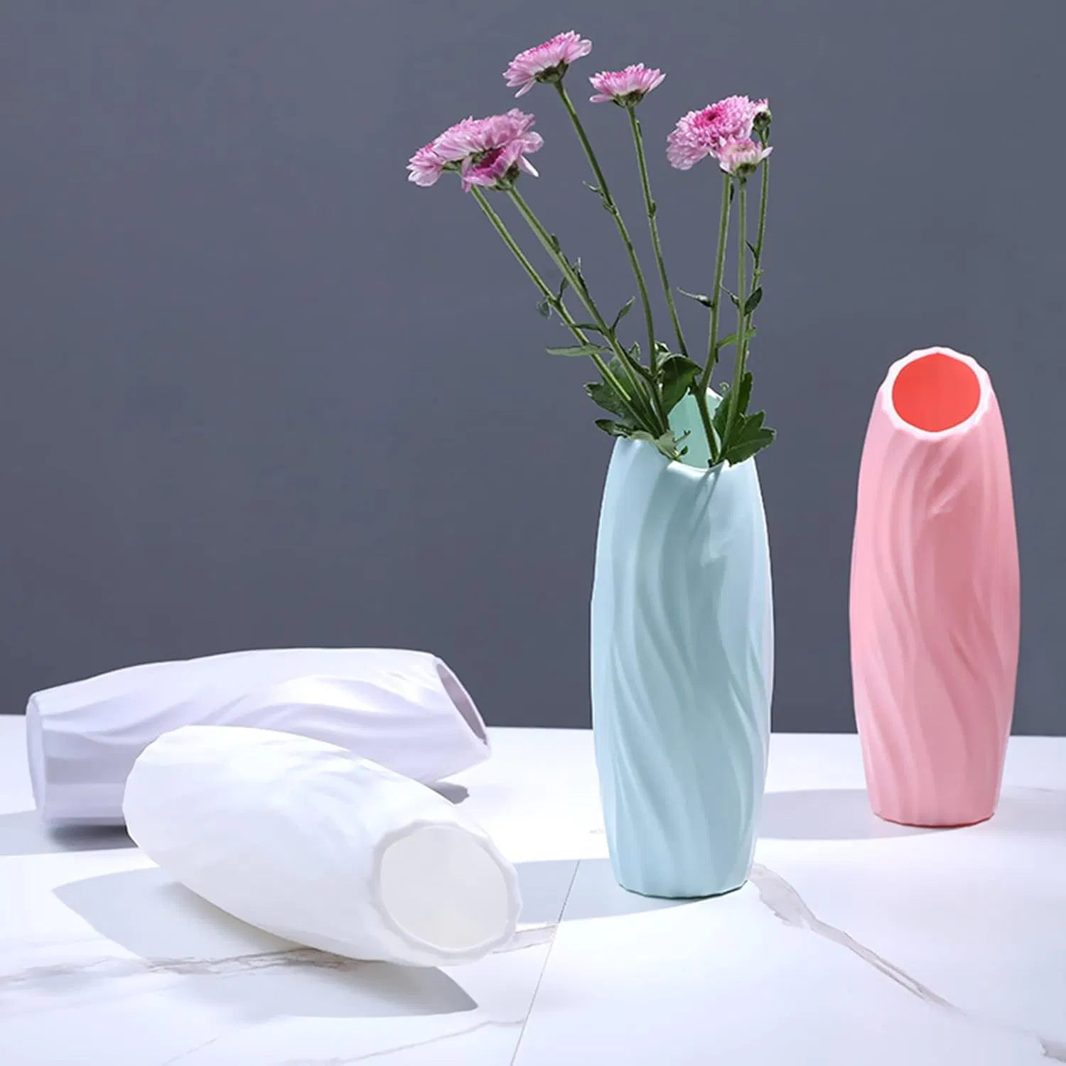 Ceramic Vase Twisted Lines Minimalist Shape Flower Holder Wbb11975