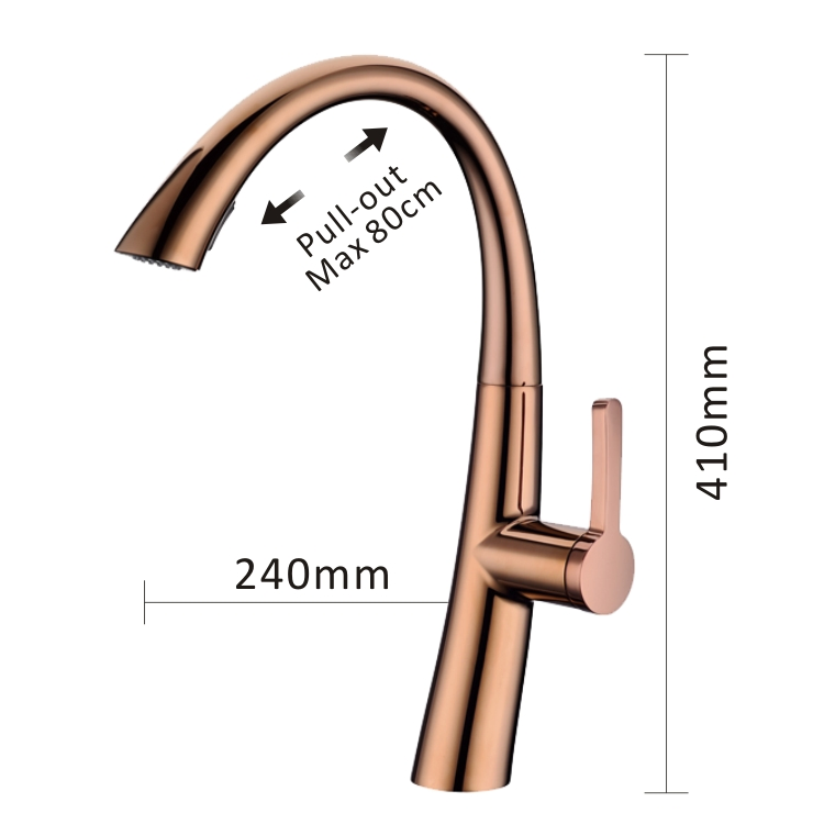 Homes Cupc Sanitary Ware SUS304 Stainless Steel Pull-out Kitchen Tap Faucet