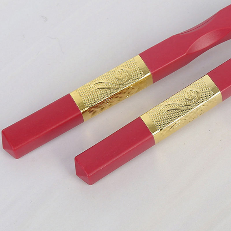 Unique Chinese Wedding Gift Red Alloy Chopsticks with Reusable Design