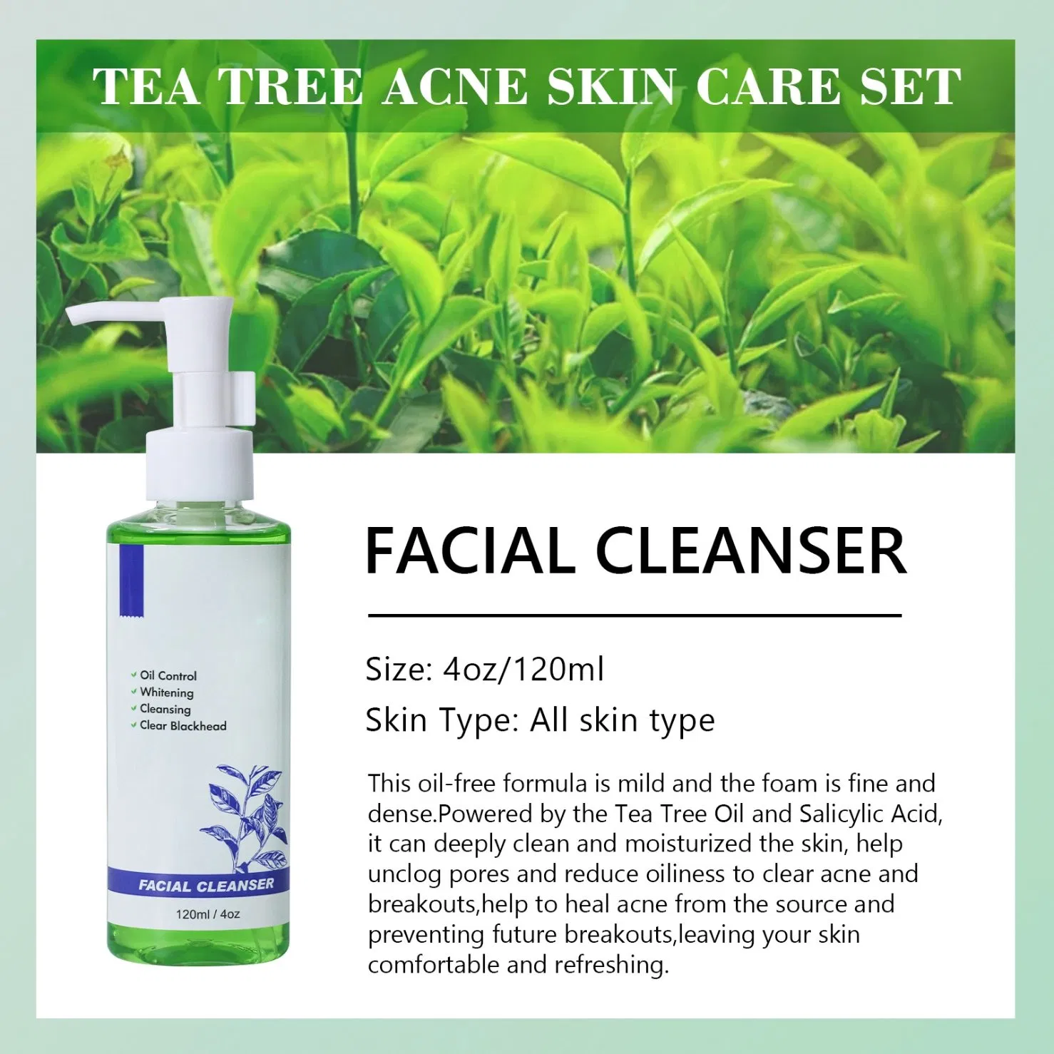 Face Care Set Whitening Tea Tree Acne Set Moisturizing Tea Tree Shrink Pores Skin Care Kit
