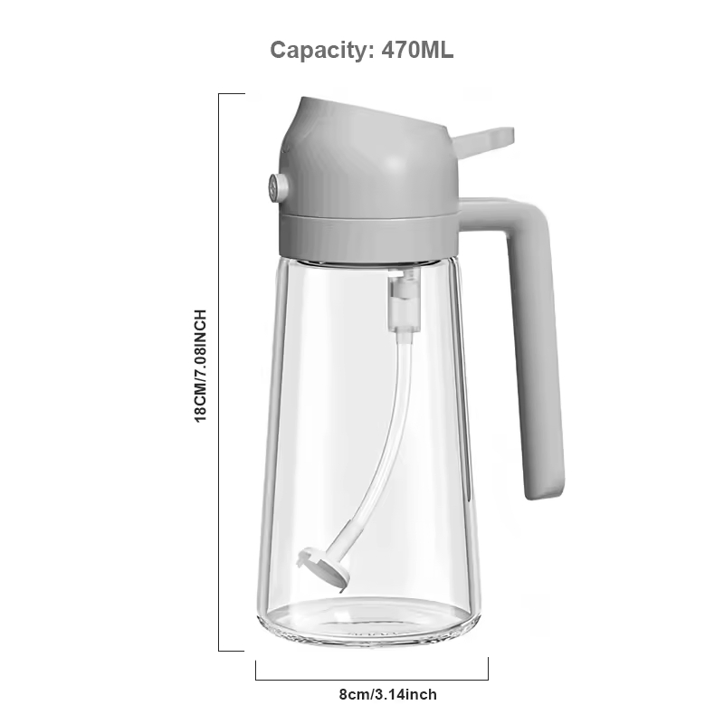 16oz Oil Sprayer for Cooking 2 in 1 Spray & Pour Olive Oil Dispenser 470ml Glass Spray Oil Bottle Kitchen Gadgets Griddle Oil Sprayer Glass