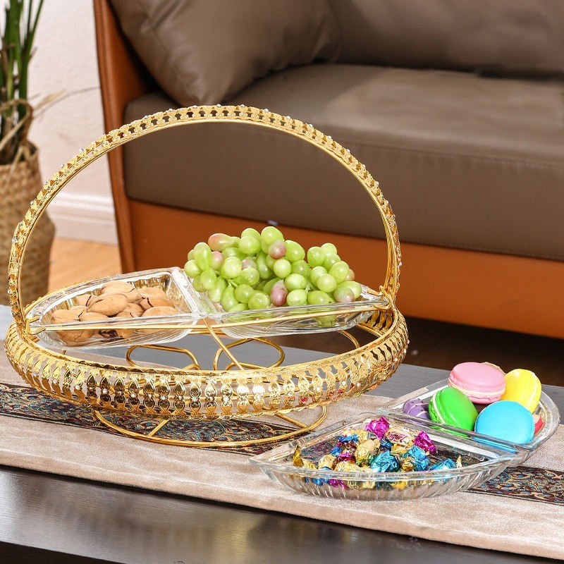 Gold Metal Party Service Tray, Fruit Tray