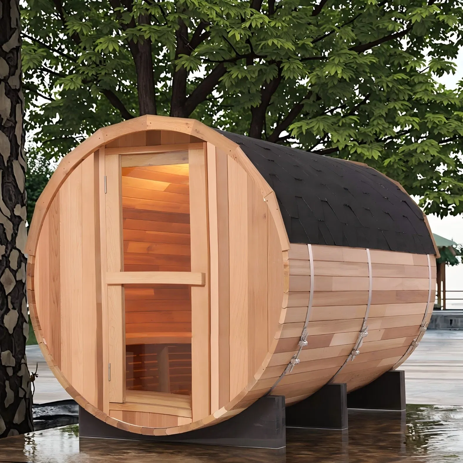 Бочкообразная сауна на 4-5 человек из канадской тсуги