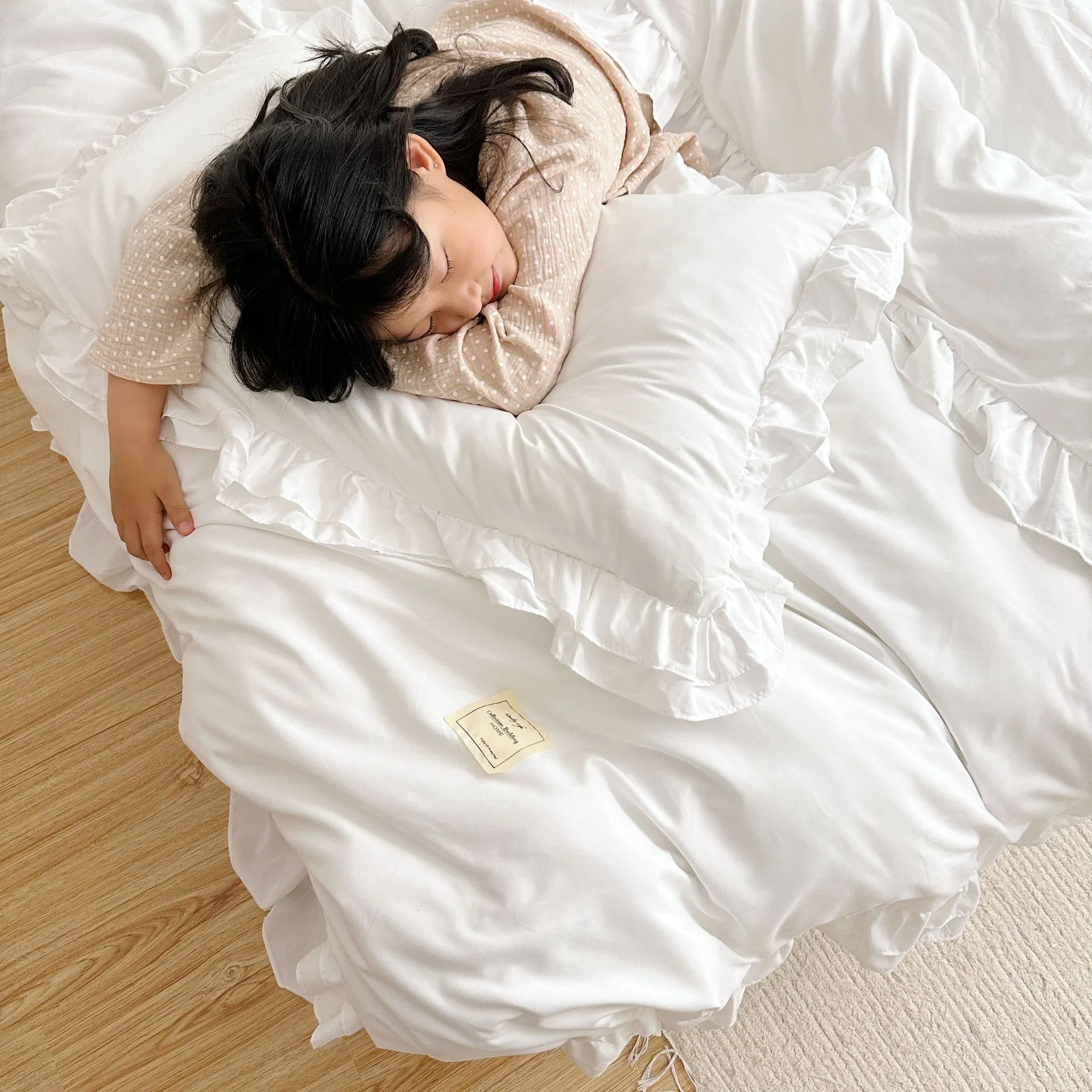 OEM Korean Version Simple Fashion Multi-Color Ruffles Washed Cotton Bed Sheets