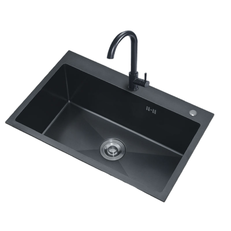 Commercial Scratch Resistant Handmade Single Bowl Black Nano Stainless Steel Kitchen Sink