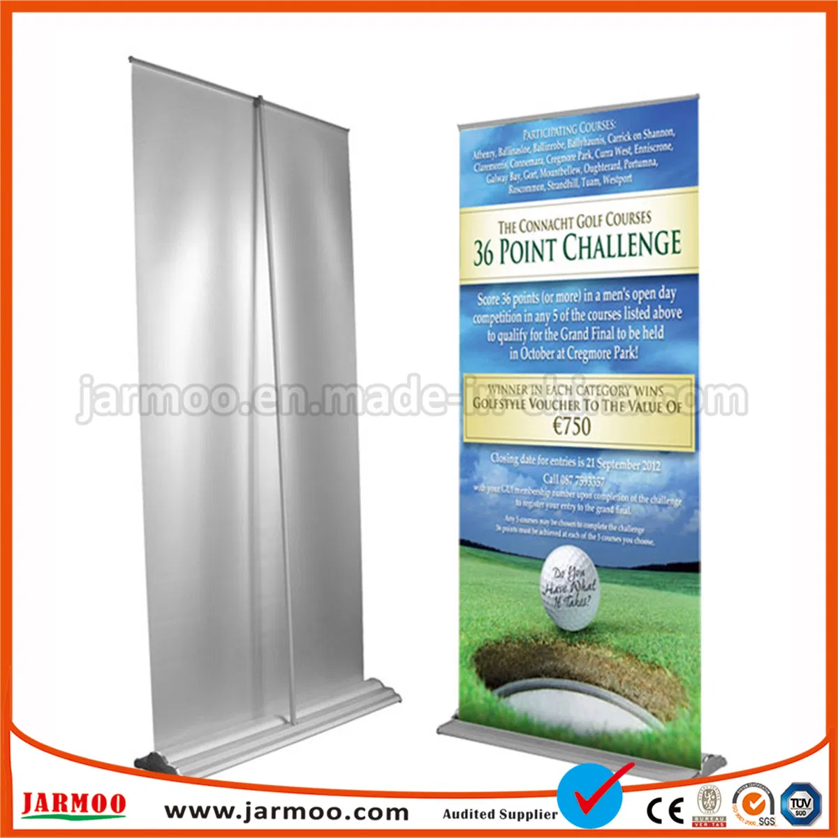 Aluminum Display Stand with Double Side Printing Banner