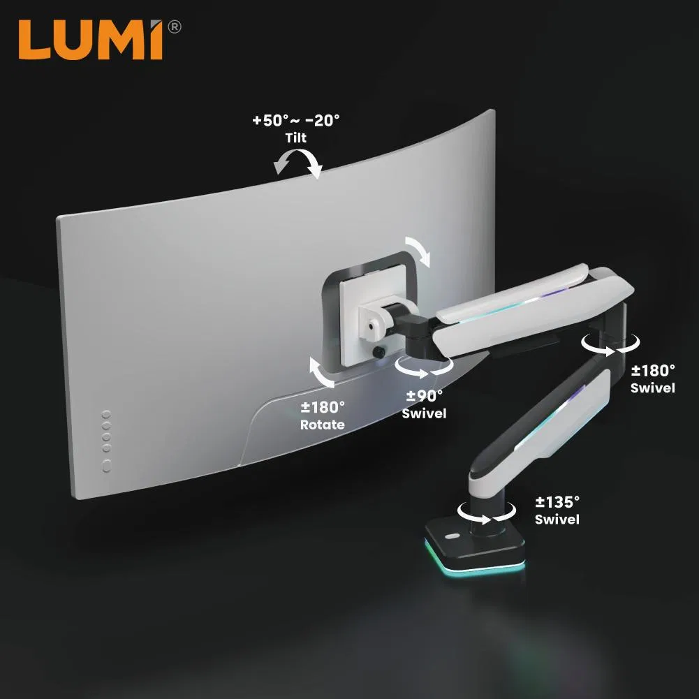 Кронштейн для монитора с RGB подсветкой и газовой пружиной