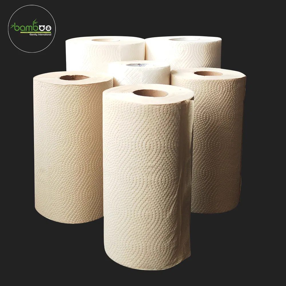 Factory Price Custom Wholesale 2ply Printed Kitchen Paper Towel Roll with Plastic & Paper Wrapper Packaging