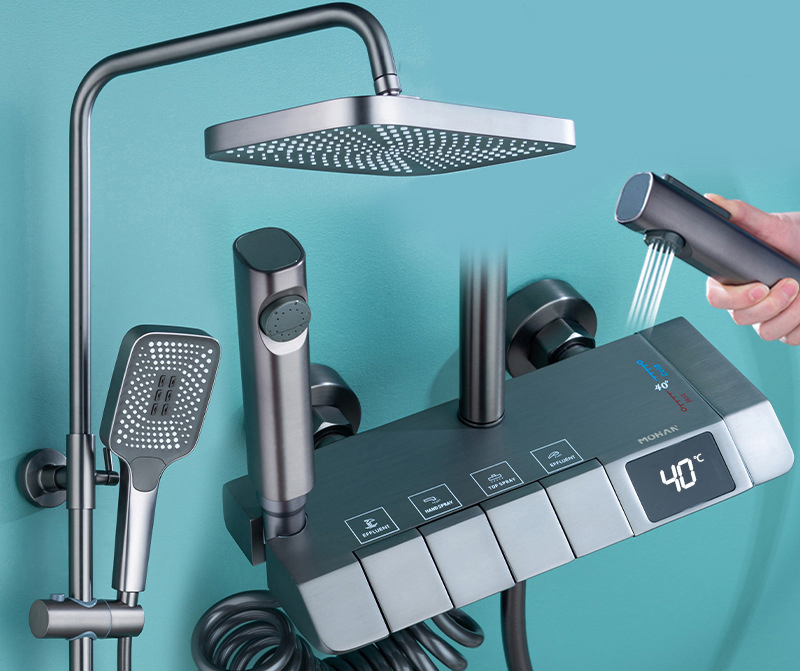 4-Function Wall-Mounted Shower Mixer Panel