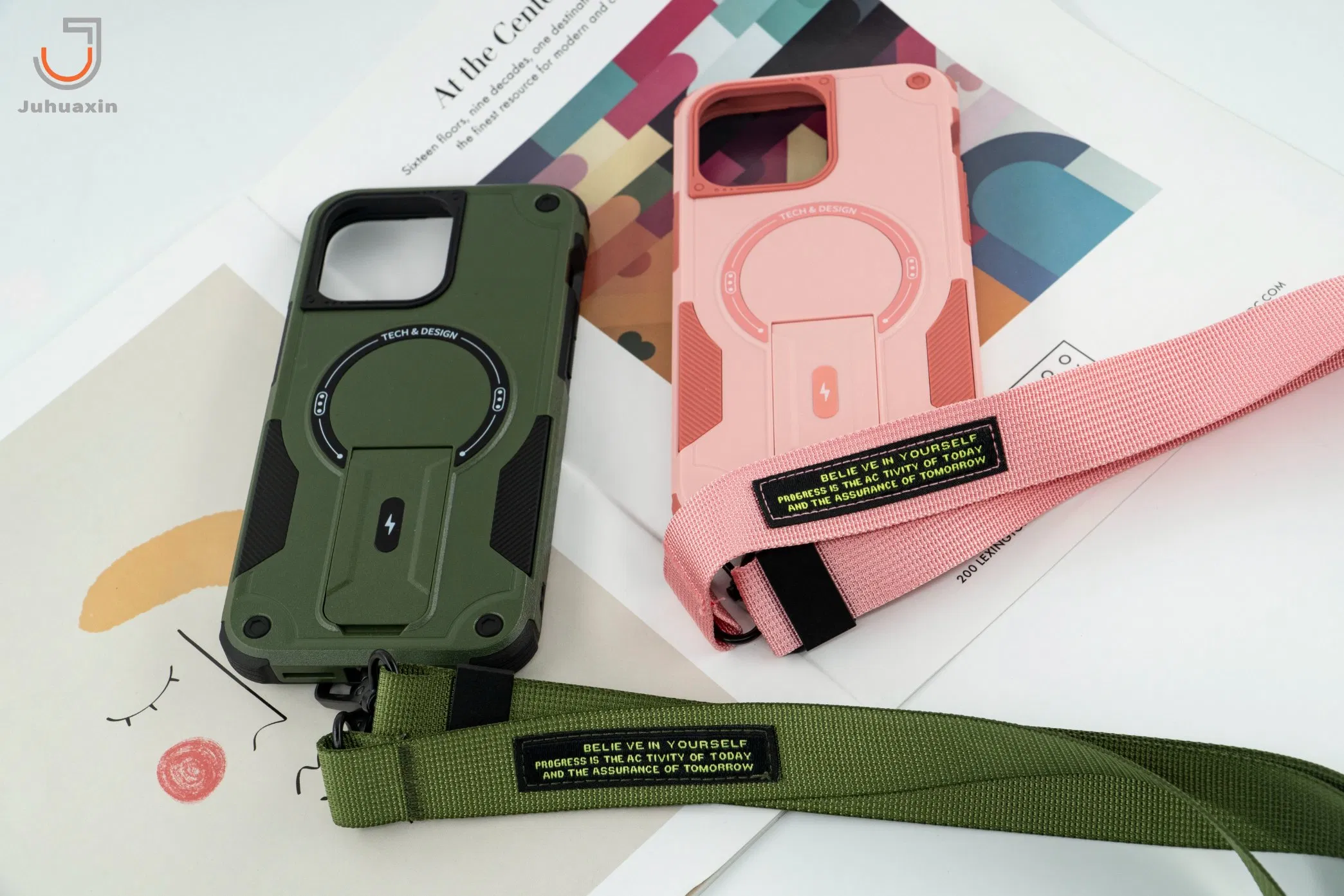 Hot Selling Mobile Accessories Holder Mobile Phone Protective Cover Funda De cellular Lanyard Hard Shell Antifall 	Phone Cases for Samsung Tecno iPhone 11 15