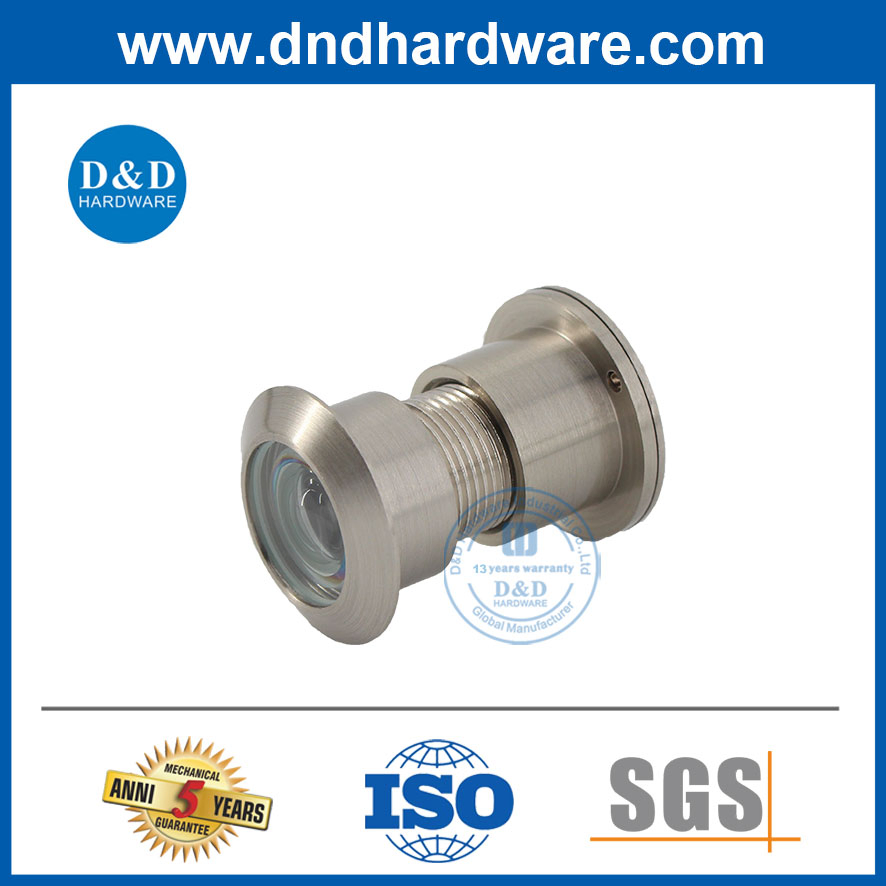 Glass Lens Satin Nickel 200 Degree Exterior Door Peephole Cover