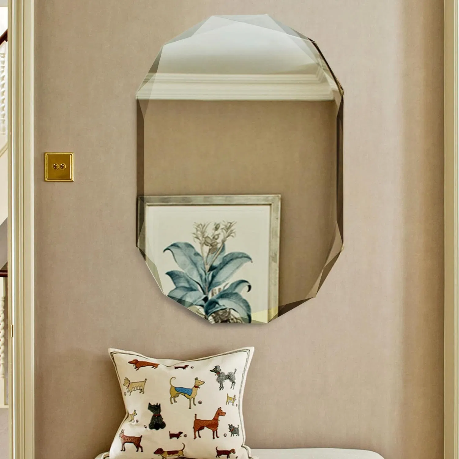 Bathroom 3mm Beveled Mirror Rectangle Home Decorative Furniture Wall Frameless Vanity Mirror Diamond Shape