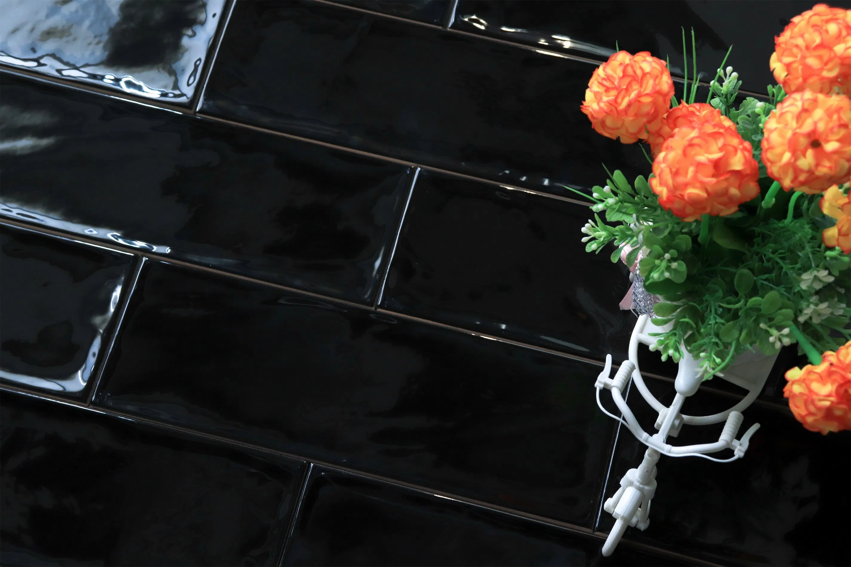 Black Matt Ripple Subway Decorative Tiles Hot Selling Foshan Factory