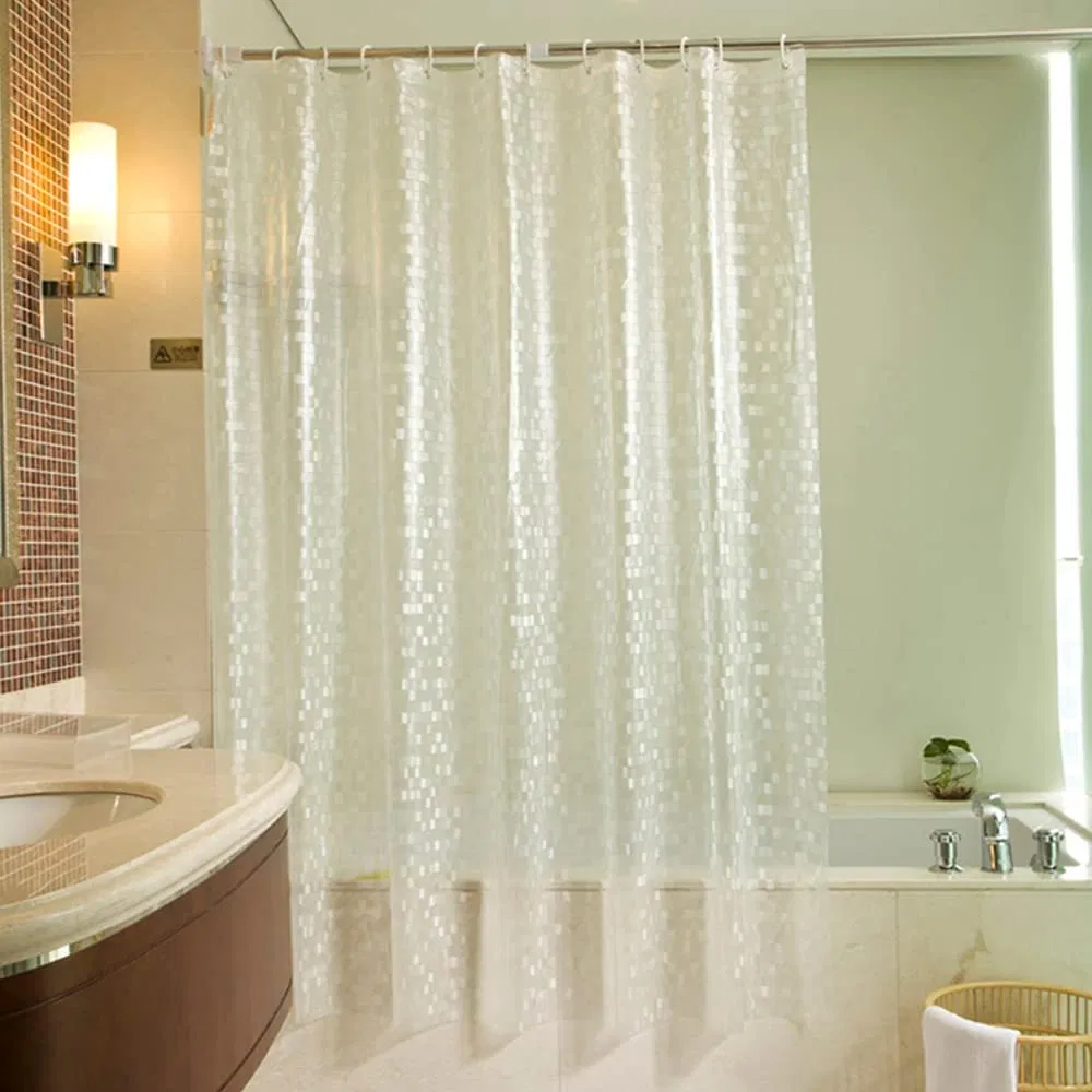 3D PVC Clear Shower Curtain Liner Heavy Duty Shower Curtain, Semi Transparent, Mildew Proof and Anti-Bacterial