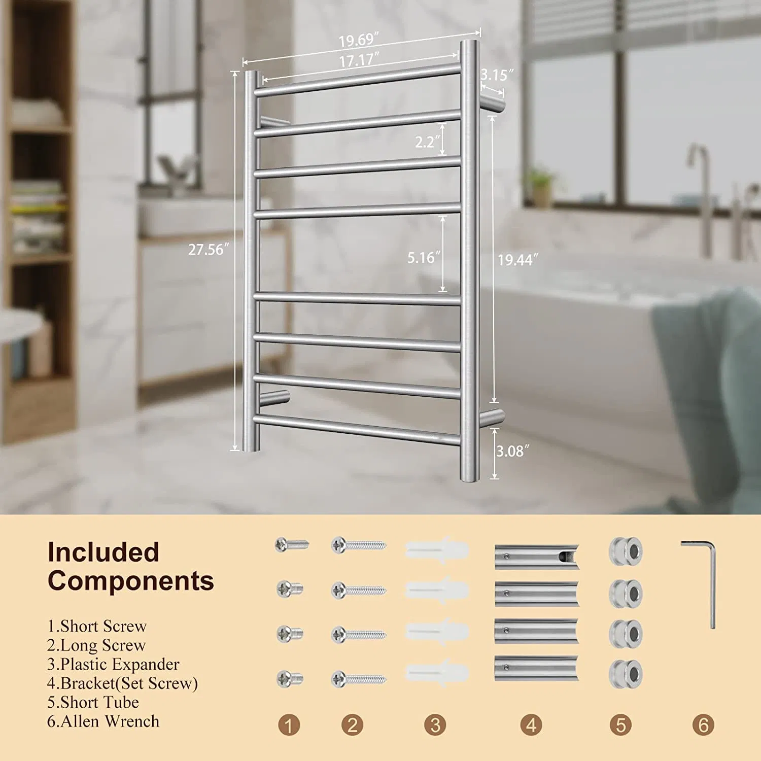 High Quality SUS304 Electric Towel Warmer Heated Towel Rail for Bathroom