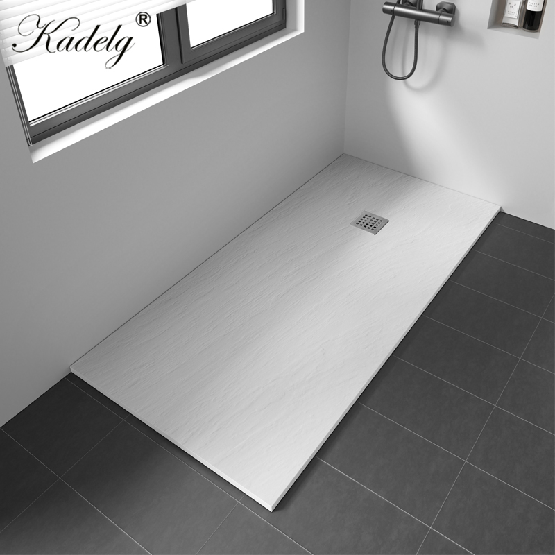 Modern Bathroom White Resin Rectangle Artificial Stone Non Slip Shower Base Tray