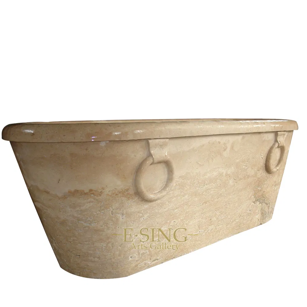 Wholesale Price Freestanding Yellow Stone Marble Bathtub for Sale